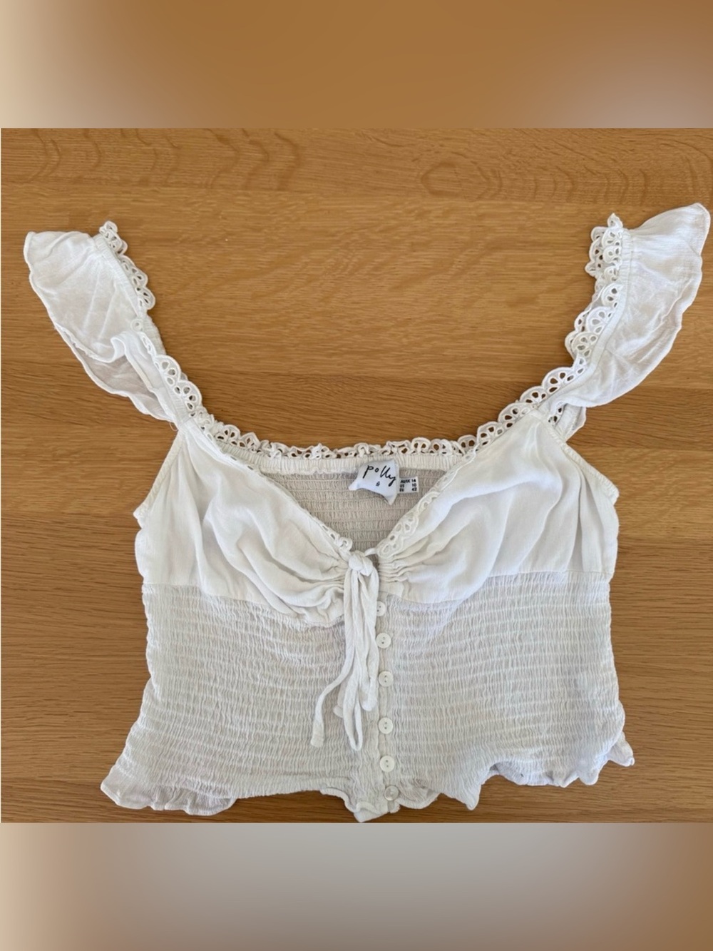 Princess Polly White Lace Trim Blouse Size 10